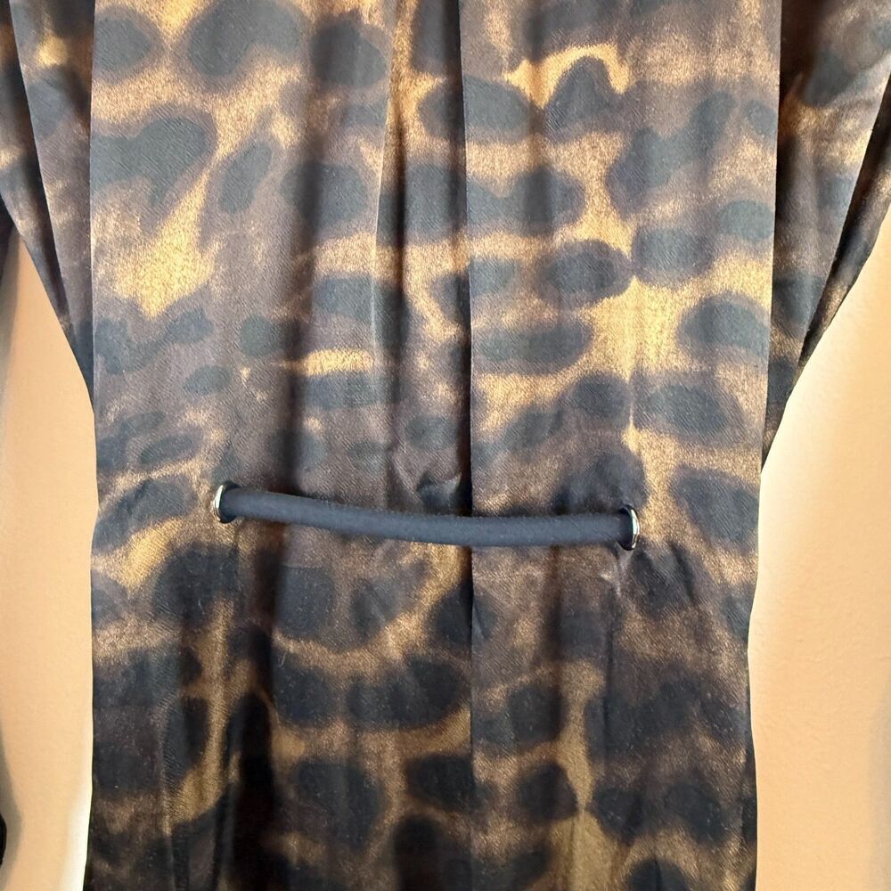 Rails Anina Satin Button Down Shirt Dress Umber Leopard Size XS Mob Wife - Picture 10 of 15